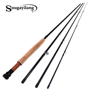 Sougayilang Fly Fishing Rod 9FT 2.7M 4 Section Fly Fishing Rod Line wt 5/6 Soft Cork Handle Fly Rod Lure Fishing Rod Tackle