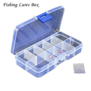 Fishing Lures Boxes 10 Slots Detachable Storage Case Clear Plastic Fishing Lure Hook Tackle Box Fish Organizer Box Accessories