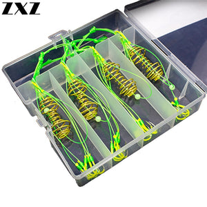 4pcs/box High Carbon Fishing Hooks Fishing Tackle Steel Carp Spherical Feeder Bomb Proof Hanging Explosion Hook Tool Big Spring