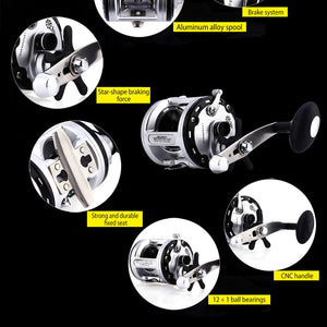 Jca200/jca300/jca400/jca500 12 + 1bb carretel de pesca de metal fiação trolling carretel enfrentar jca série ferramenta para carretel de pesca