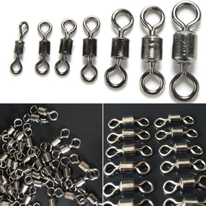 100Pcs Ball Bearing Swivel Solid Rings Fish Connector Round 8 Shape Eye Rolling Swivels Rig Sea Carp Fishing Tools #22