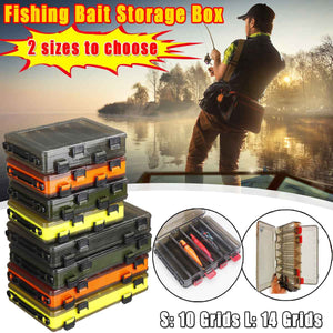 10/14 Grids Fishing Bait Storage Box Double Sided Case Lure Box Portable Fishing Tackle Storage Boxes