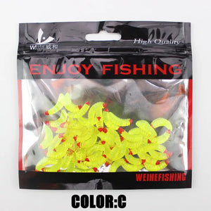50pcs 2.4cm Smell hand pole bait fishing lure soft bread bug bionic grubs trout lure soft bait hot Smell Hand Pole Bait Carp