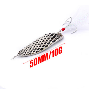 Metal Spinner Spoon Bait Fishing Lure iscas Artificial Hard Baits Silver Gold Bass Pike Pesca Feather treble hook Fishing Tackle