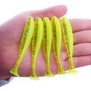 10Pcs/lot Wobbler Fishing Lure 75mm 2.2g Easy Shiner Jig Swimbait Artificial Double Color Silicone Soft Bait Carp Bass Lures