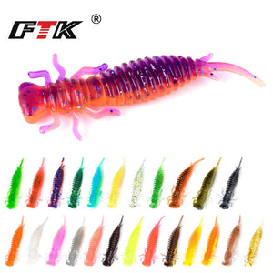 FTK soft lure Larva 50mm/76mm/89mm Fishing Soft Lure Fishing Lures Soft Silicone Baits Shrimp Bass Fishing Tackle