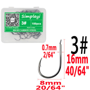 100pcs/1box Fishing Hooks Set High Carbon Steel Single Fishhook Fly Fishing Jip Barbed Carp Hooks Sea Tackle Accessories Tool