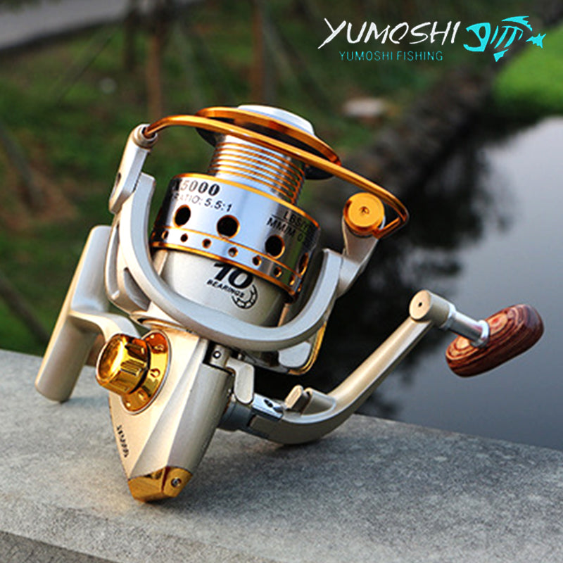 New Metal Spinning Fishing Reel 10BB 5.5:1 Fishing tackle Pesca Carrete Spinnning Reel Feeder Carp Fishing Wheel 1000-7000 JX