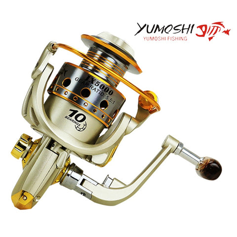 New Metal Spinning Fishing Reel 10BB 5.5:1 Fishing tackle Pesca Carrete Spinnning Reel Feeder Carp Fishing Wheel 1000-7000 JX