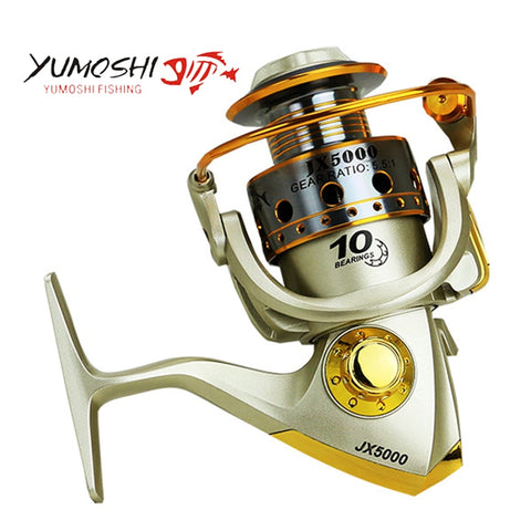 New Metal Spinning Fishing Reel 10BB 5.5:1 Fishing tackle Pesca Carrete Spinnning Reel Feeder Carp Fishing Wheel 1000-7000 JX