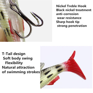 1pcs 14g/80mm Soft Fishing Lures Silicone Lead Head Fish Lifelike Wobbler Worm T-Tail Shad Bait Bass Carp jigging Fishing Tackle