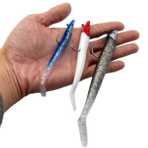 10g 19g 34g Glow Eel Soft señuelo cebo artificial de wobbler lubina de mar de silicona Rockfish Grouper carpa pesca plomo Jig Head Tackle