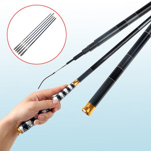 Hot 2.7m-7.2m Telescopic Carbon Fiber Super Hard Ultra Light Type Carp Fishing Pole Stream Fishing Rod Hand Pole Fishing Hooks