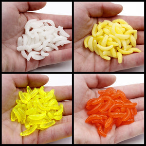 20pcs/lot Soft Fishing Lure 2cm 0.3g maggot Grub Soft Lure Silicone Bait Smell Worms Peche carp Fishing Tackle