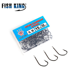 FISH KING Size7#-14# 100PCS/Lot Size 15#-18# 50PCS/Lot Barbed Hooks Jig Head Carp Fishing Hook Fishing Tool Accessories