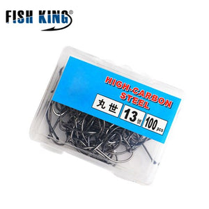 FISH KING Size7#-14# 100PCS/Lot Size 15#-18# 50PCS/Lot Barbed Hooks Jig Head Carp Fishing Hook Fishing Tool Accessories