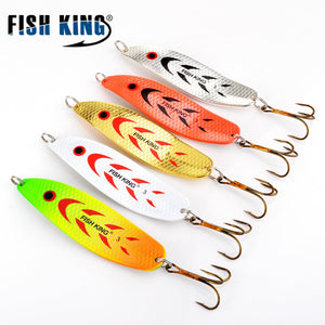 FISH KING 20g 30g Metal Fishing Lure Hard Spoon For Fishing Artificial Wobblers For Trolling Trout Spinners Spoon Bait Bass Pike