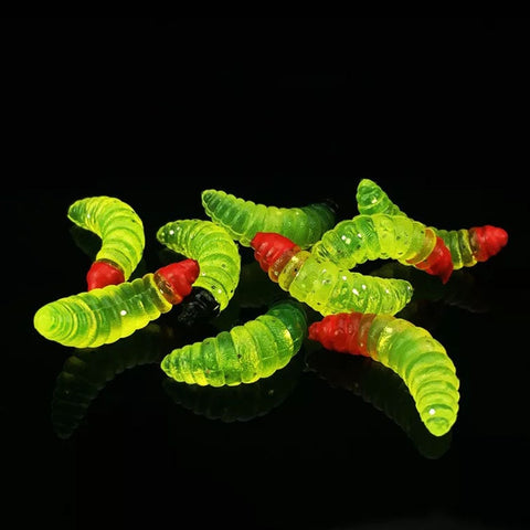 50pcs 2.4cm Smell hand pole bait fishing lure soft bread bug bionic grubs trout lure soft bait hot Smell Hand Pole Bait Carp