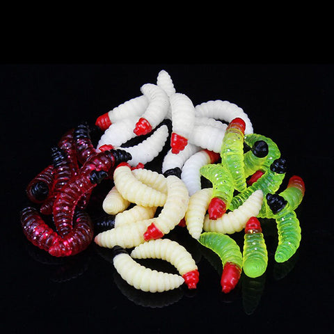 50pcs 2.4cm Smell hand pole bait fishing lure soft bread bug bionic grubs trout lure soft bait hot Smell Hand Pole Bait Carp