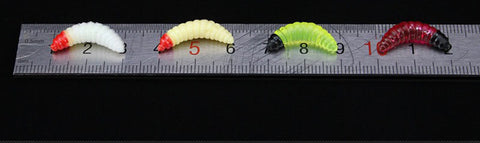 50pcs 2.4cm Smell hand pole bait fishing lure soft bread bug bionic grubs trout lure soft bait hot Smell Hand Pole Bait Carp