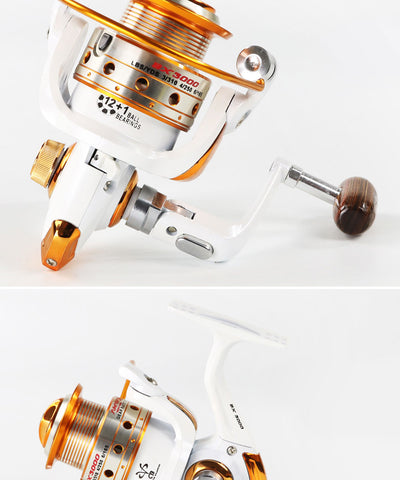 Yumoshi Spinning Fishing Reel 12BB + 1 Bearing Balls 500-9000 Series Metal Coil Spinning Reel Boat Rock Sea Fishing Tackle AX/BX