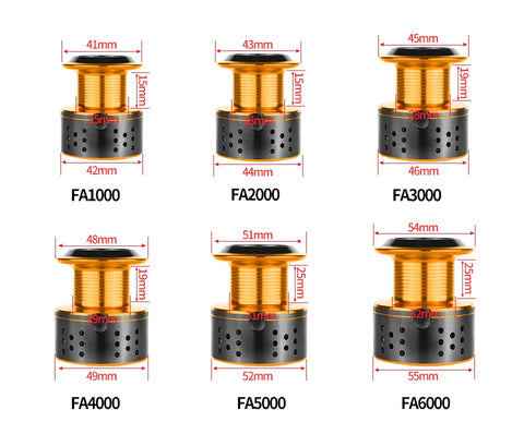 LINNHUE Bobina di Filatura di Pesca FA1000-6000 No Gap Bobina di Metallo Bobina 8KG Pike Nero Oro bobina di Filatura Ad Alta Velocità Bobina pesca