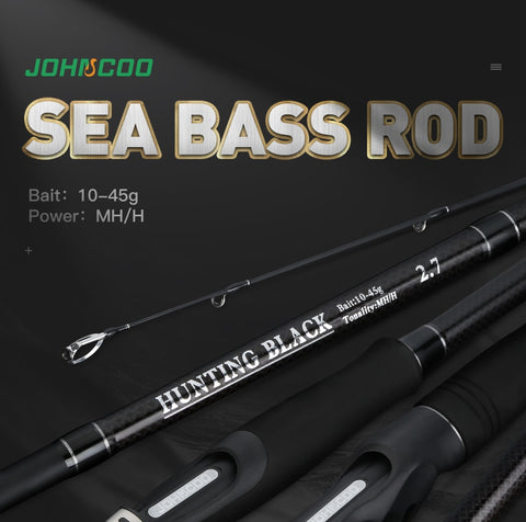 JOHNCOO Carbon Fishing Rod 2.7m 3.0m M MH Power 10-45g Baitcasting Rod Sea Bass Inshore Fishing Rod 3 Sections Spinning Rod