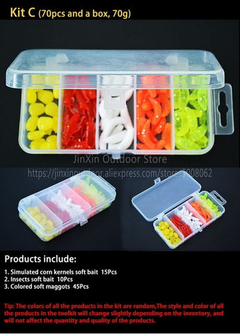 Free Shipping Artificial Soft Fishing Lure Shad Silicone Worm Bait Set Easy Shiner Lure Kit Strong Flshy Smell YU018