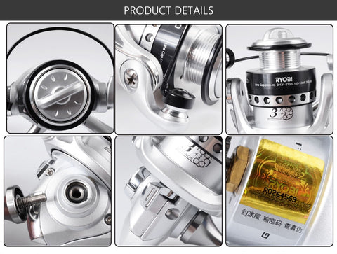 RYOBI Fishing Reel 500 800 1000 spinning fishing reels mini spinning wheel 5.2:1 Gear Ratio 3+1BB fishing reel saltwater