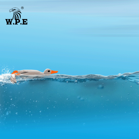 W.P.E Brand 1pcs Soft Lure Fishing Duck 18.5g TopWater Simulation Floating Artificial Bait Plopping and Splashing Feet Frog Lure