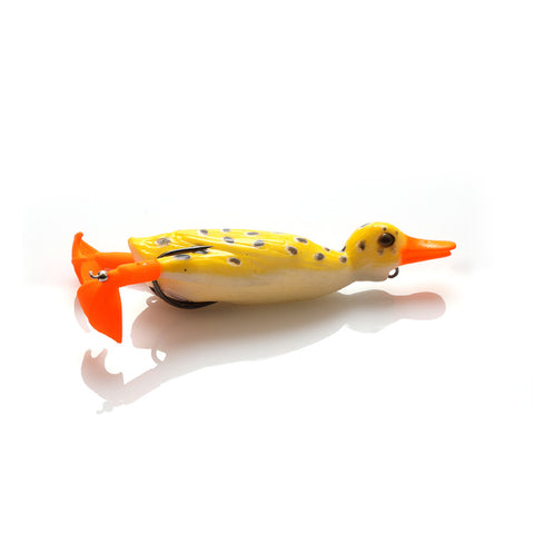 W.P.E Brand 1pcs Soft Lure Fishing Duck 18.5g TopWater Simulation Floating Artificial Bait Plopping and Splashing Feet Frog Lure