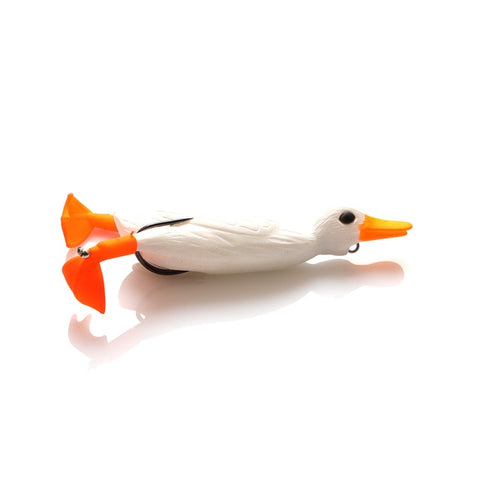 W.P.E Brand 1pcs Soft Lure Fishing Duck 18.5g TopWater Simulation Floating Artificial Bait Plopping and Splashing Feet Frog Lure