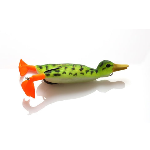 W.P.E Brand 1pcs Soft Lure Fishing Duck 18.5g TopWater Simulation Floating Artificial Bait Plopping and Splashing Feet Frog Lure