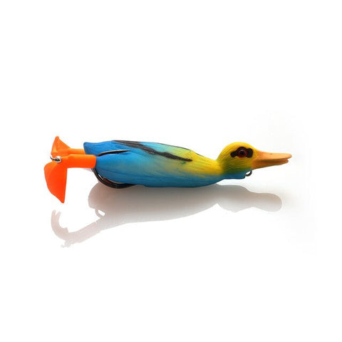 W.P.E Brand 1pcs Soft Lure Fishing Duck 18.5g TopWater Simulation Floating Artificial Bait Plopping and Splashing Feet Frog Lure