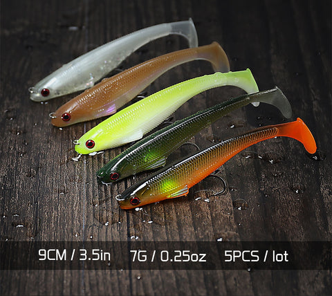 Lurequeen 4~5 PCS Soft Fishing Lure Bait Artificial Swimbait Paddle Tail Lifelike Wobblers Fishing Tackle Janpanese Design