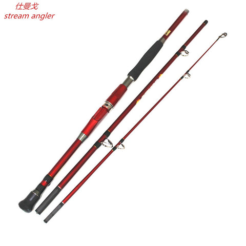 marine boat fishing rod carbon material jigging rod 3 section 1.8m 2.1 2.4m superhard ocean fishing at sea catfish rod