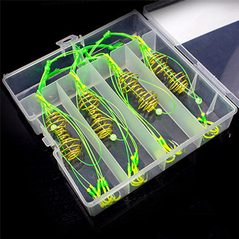 4pcs/box High Carbon Fishing Hooks Fishing Tackle Steel Carp Spherical Feeder Bomb Proof Hanging Explosion Hook Tool Big Spring