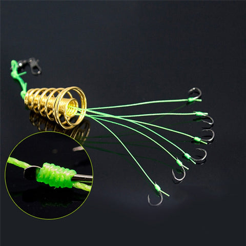 4pcs/box High Carbon Fishing Hooks Fishing Tackle Steel Carp Spherical Feeder Bomb Proof Hanging Explosion Hook Tool Big Spring