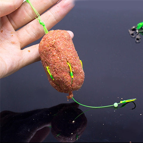 4pcs/box High Carbon Fishing Hooks Fishing Tackle Steel Carp Spherical Feeder Bomb Proof Hanging Explosion Hook Tool Big Spring