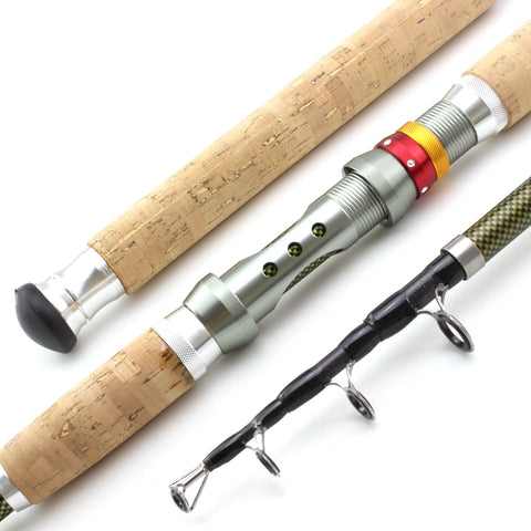 NEW 2.1m 2.4m 2.7m 3.0m 3.6m Telescopic Fishing Rod carbon wooden handle Spinning Rod Extra heavy carp fishing pole sea Tackle