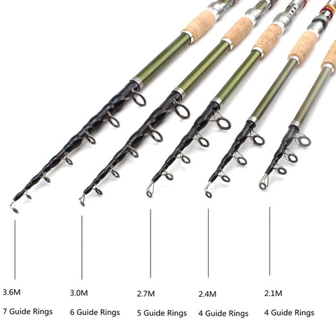 NEW 2.1m 2.4m 2.7m 3.0m 3.6m Telescopic Fishing Rod carbon wooden handle Spinning Rod Extra heavy carp fishing pole sea Tackle