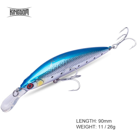Kingdom Sea Fishing Lures 11g 26g JERKBAIT Hard Lure Sinking and Suspend Wobblers Minnow Depth 0.4-1.2m Bass Pike Bait VMC Hooks
