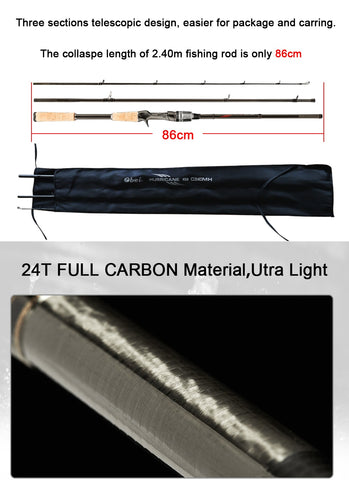 Obei HURRICANE 1.8m 2.1m 2.4m 2.7m 3 section baitcasting fishing rod travel ultra light casting spinning lure 5g-40g M/ML/MH Rod
