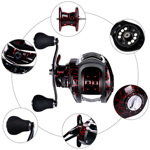 Fishing Baitcasting Reel Spinning 18+1BB 10kg/22LB Drag Super Strong Magnetic Force Speed Ratio 7.1:1 Metal Casting Fishing Reel