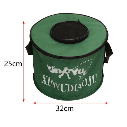 25cm Portable Foldable Canvas Bucket Shrink Carp Fishing Accessories Fishing Tackle Round For Live Fish Water Storage