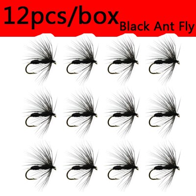 ICERIO 12PCS Red/Green/Black Ant Dry Fly Trout Fishing Lure Baits #10