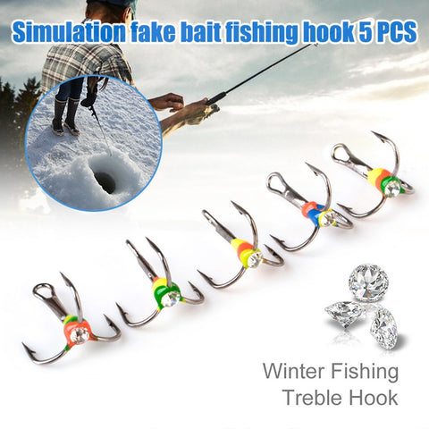 Fishing Hooks Winter Ice Fishing Three-jaw Hook High Carbon Steel Tackle Tools Fishing Accessories 5Pcs/Set Newly 6# 8# 10#