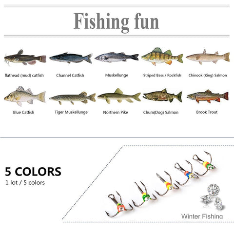 Fishing Hooks Winter Ice Fishing Three-jaw Hook High Carbon Steel Tackle Tools Fishing Accessories 5Pcs/Set Newly 6# 8# 10#
