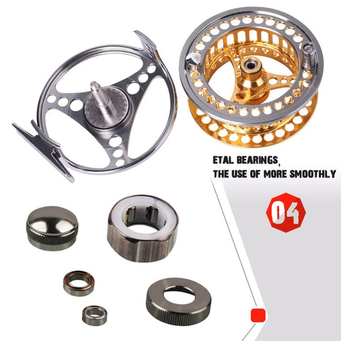 Sougayilang Large Arbor Fly Fishing Reel 2+1 BB High Die Casting Aluminium Alloy Spool Fly Reels Fishing Tackle