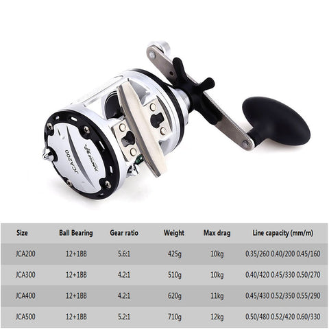 Jca200/jca300/jca400/jca500 12 + 1bb carretel de pesca de metal fiação trolling carretel enfrentar jca série ferramenta para carretel de pesca